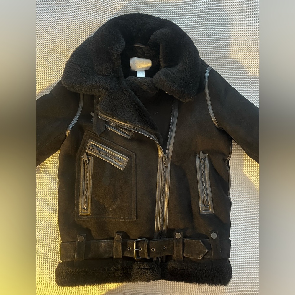 Original The Arrivals Moya III Black Suede and Sherlock Jacket Size M